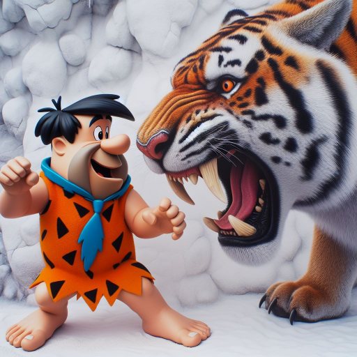 Fan Render: Flintstones: Fred Vs Real Sabre Tooth&nbsp;Tiger