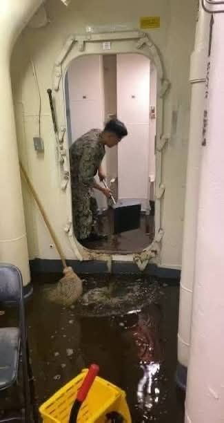 Pool of feces on USS Gerald Ford