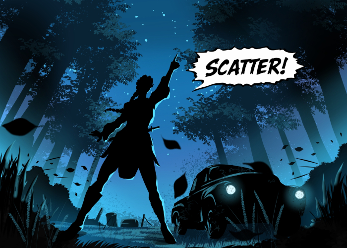 Red Krewe Page 8 Panel 1 Art By Mona From Madex - Anita stands near the truck and tells the team to "scatter."