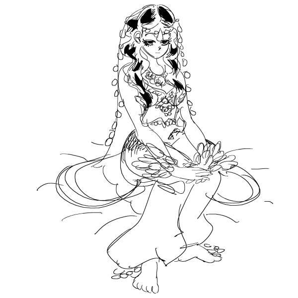 Scheherezade Sketch by Carl Clemente - she is sitting looking cute