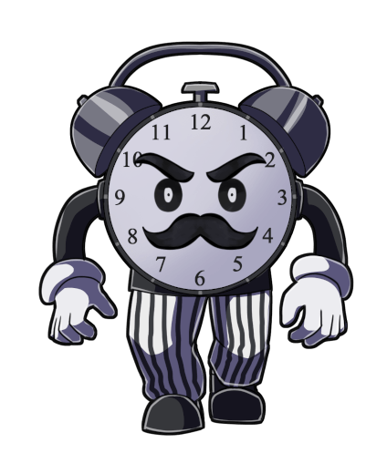 The Unknown Beast; it looks like a clock with the features of a man. Grim, black and white, full of terror. Art by Irpan AKA Panart