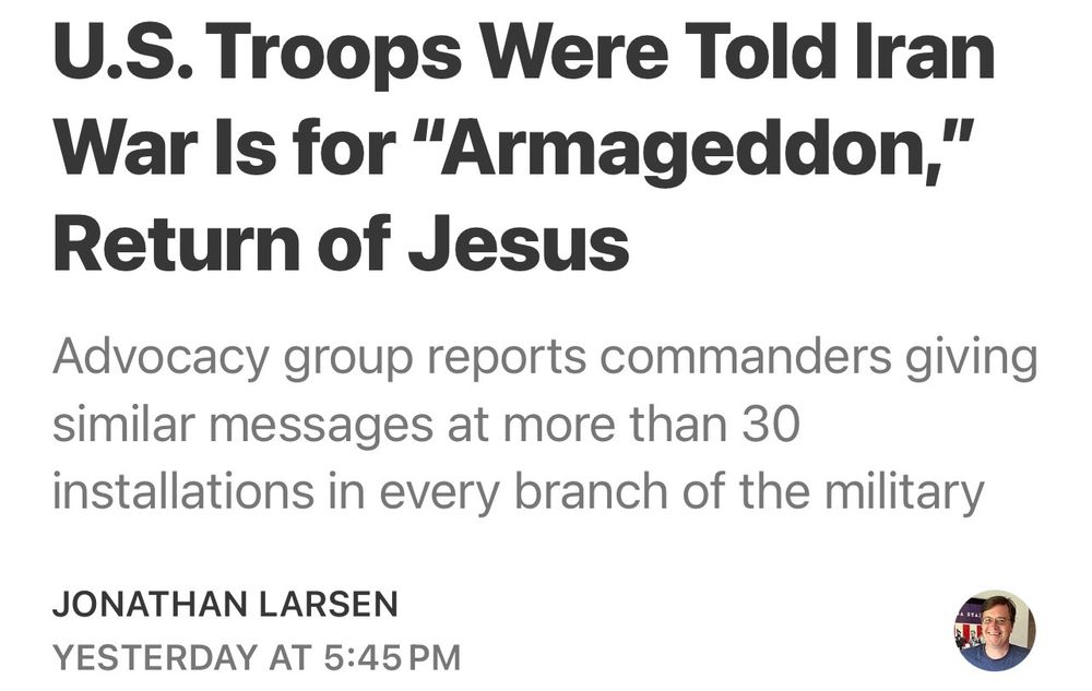 "US Troops were told Iran War is for 'Armageddon.' return of Jesus