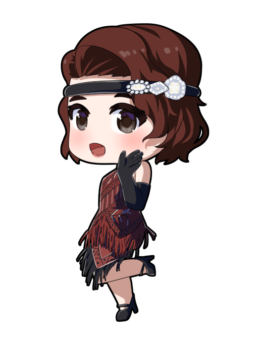 Russet Witch 1 Full Color - Art By Panart - Selkie Jazz age girl wearing a brown flapper dress