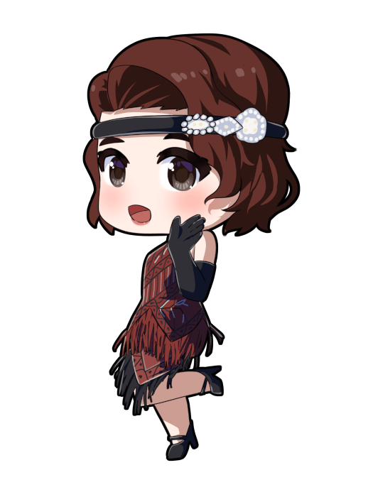 Russet Witch 1 Full Color - Art By Panart - Selkie Jazz age girl wearing a brown flapper dress