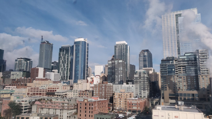 Seattle Skyline As Seen Through The Seattle Ferris Wheel - Photo By Brandon K Montoya