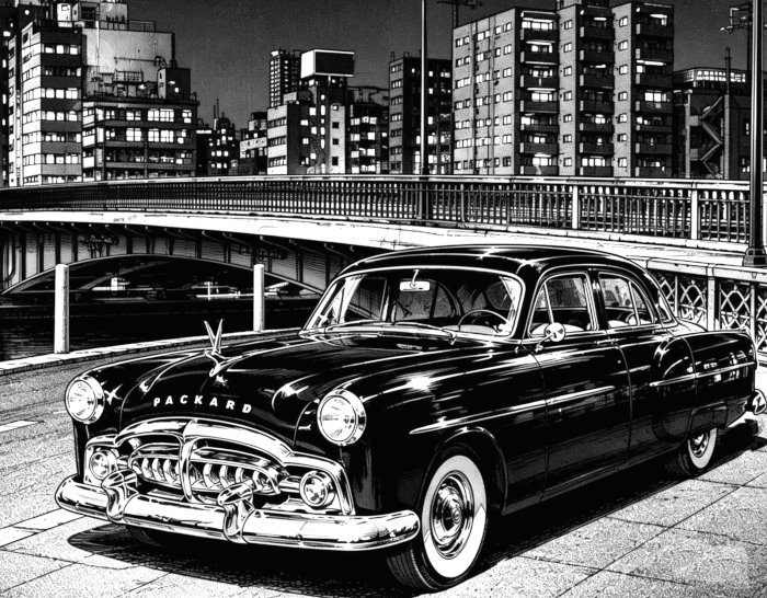 1951 Packard Near Ryogoku Bridge - Art By Hey Pineapple